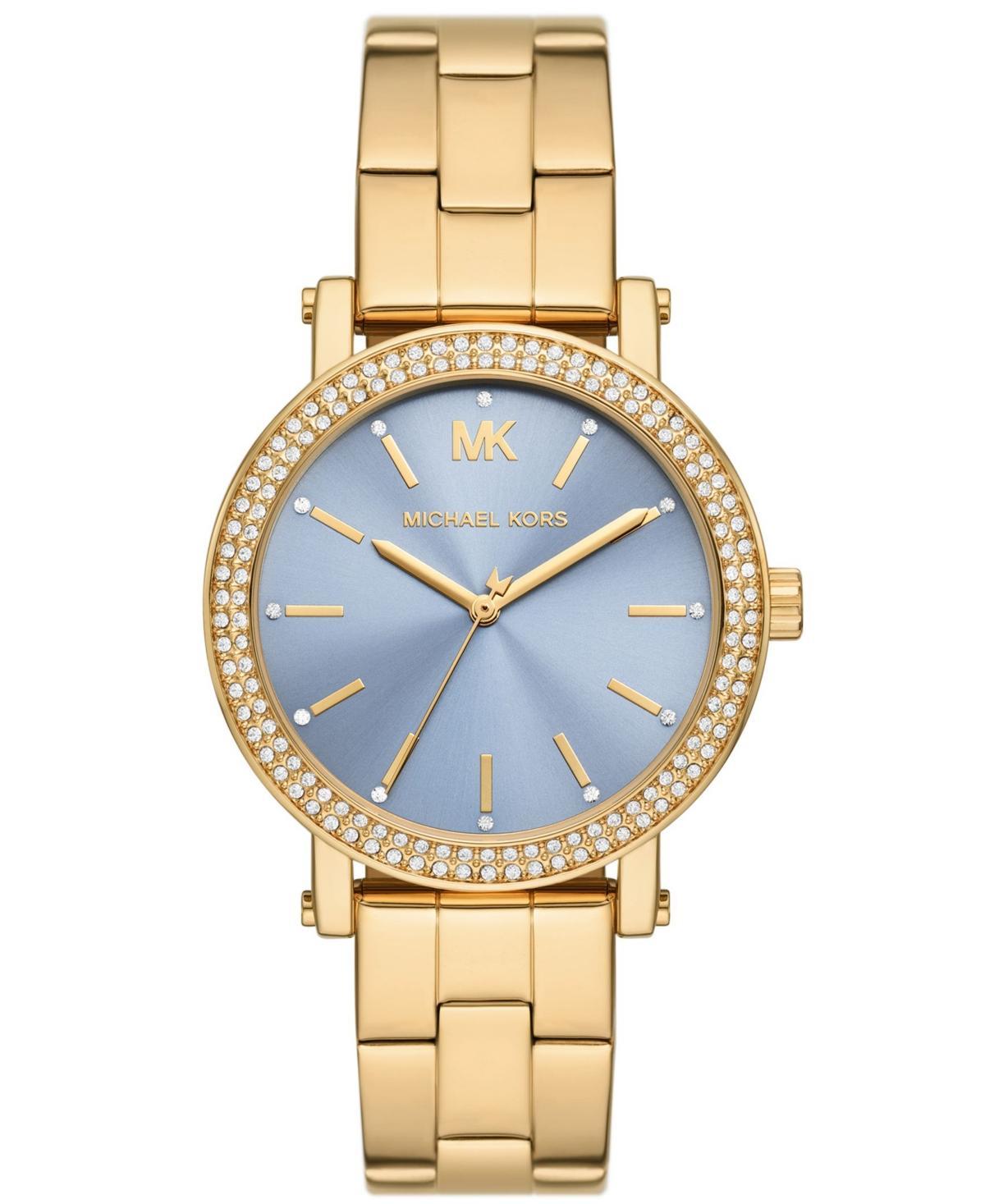 Michael Kors Womens Corey Three-Hand Gold-Tone Stainless Steel Watch 38mm - Gold-Tone Product Image