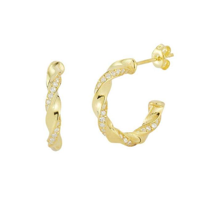 Sunkissed Sterling Cubic Zirconia Twist C-Hoop Earrings, Womens, Gold Tone Product Image