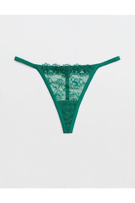 Show Off Park Picnic Lace Thong Underwear Women's Green Envy L Product Image