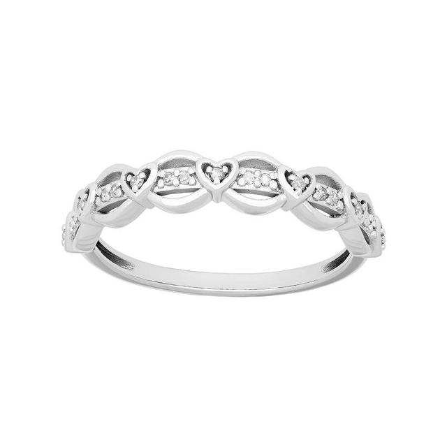 Love Always Sterling Silver Diamond Accent Heart Link Anniversary Band, Womens White Product Image