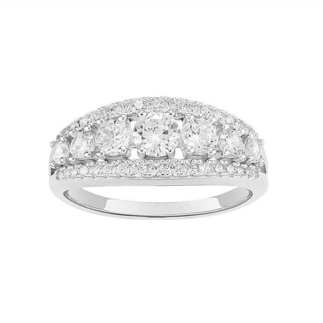 PRIMROSE Sterling Silver Graduated Round Cubic Zirconia Ring, Womens Grey Product Image