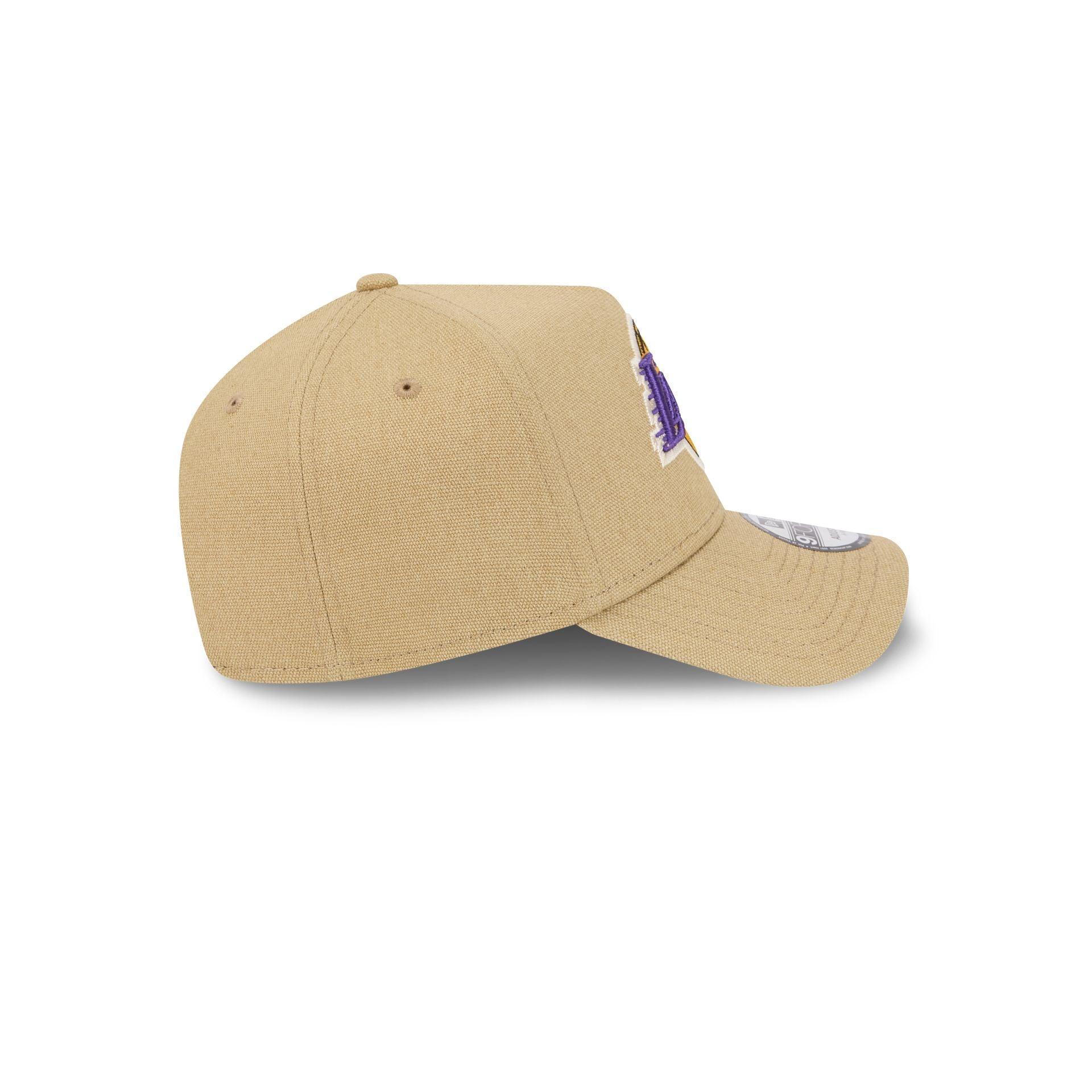 Los Angeles Lakers Logo Essentials Khaki 9FORTY A-Frame Snapback Hat Male Product Image