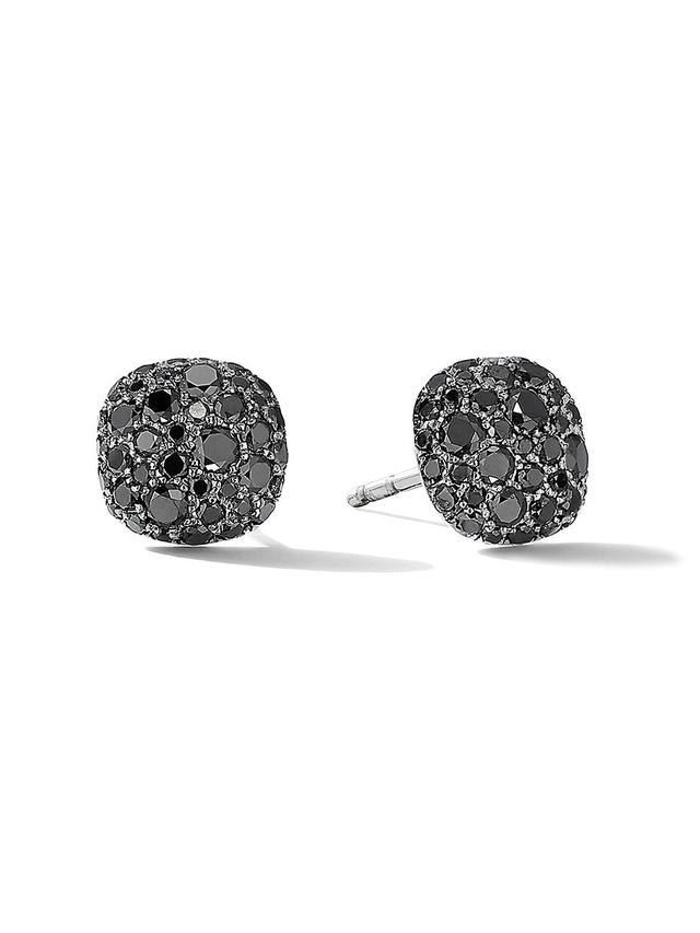 Womens Cushion Stud Earrings in 18K White Gold Product Image