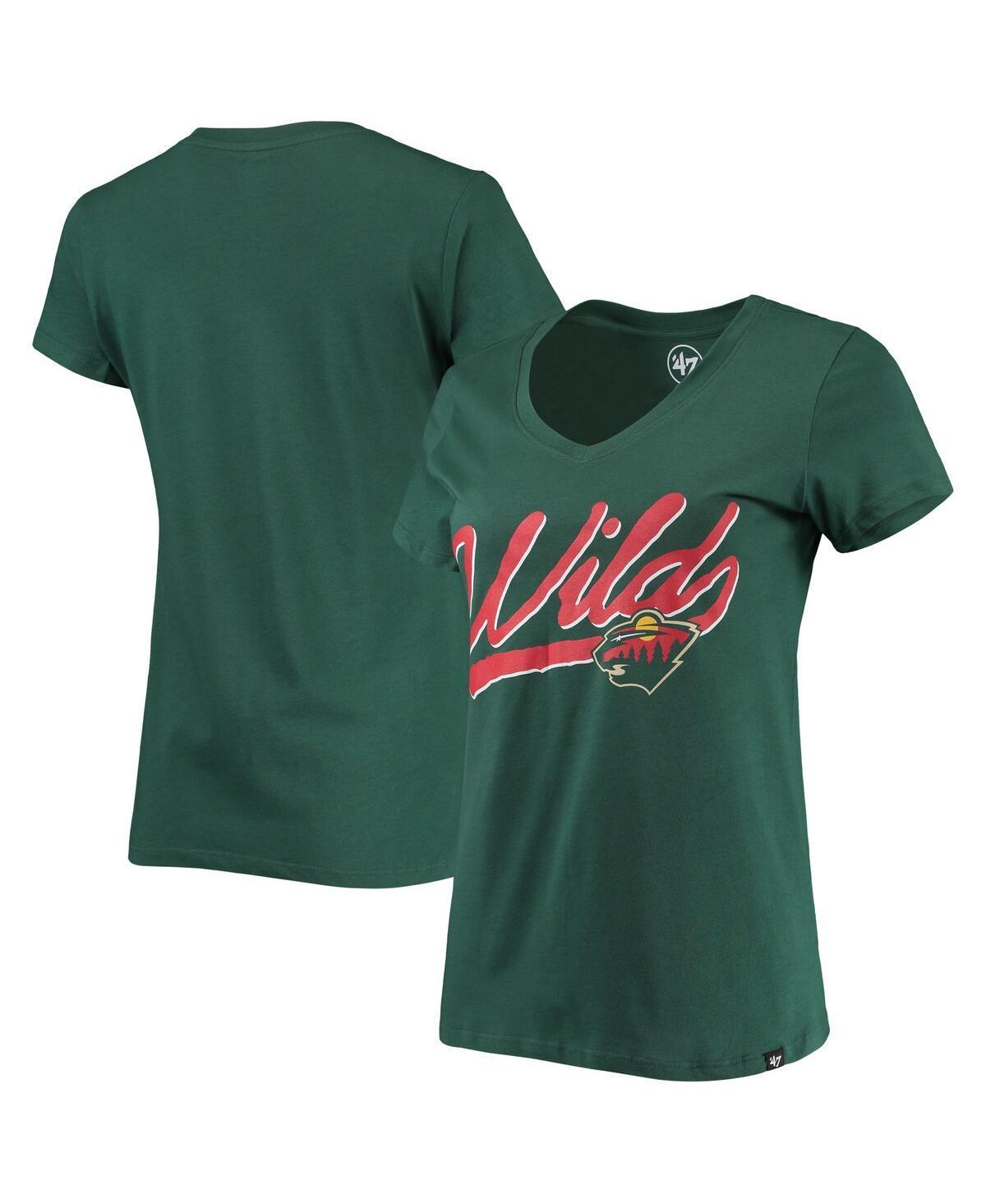 Womens 47 Minnesota Wild Script Sweep Ultra Rival V-Neck T-Shirt Product Image