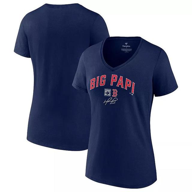 Womens Fanatics Branded David Ortiz Boston Red Sox Big Papi Graphic V-Neck T-Shirt Blue Product Image