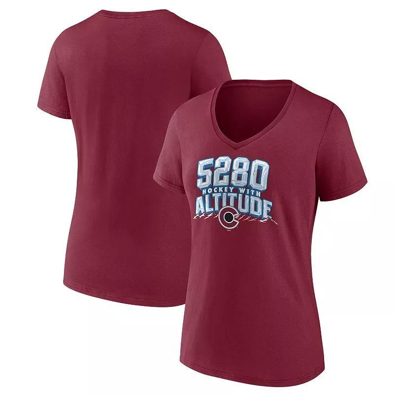 Womens Fanatics Garnet Colorado Avalanche Local A V-Neck T-Shirt Product Image