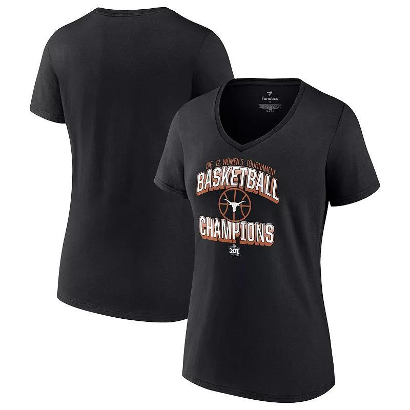 Womens Fanatics Branded Texas Longhorns 2022 Big 12 Womens Basketball Conference Tournament Champions V-Neck T-Shirt Product Image