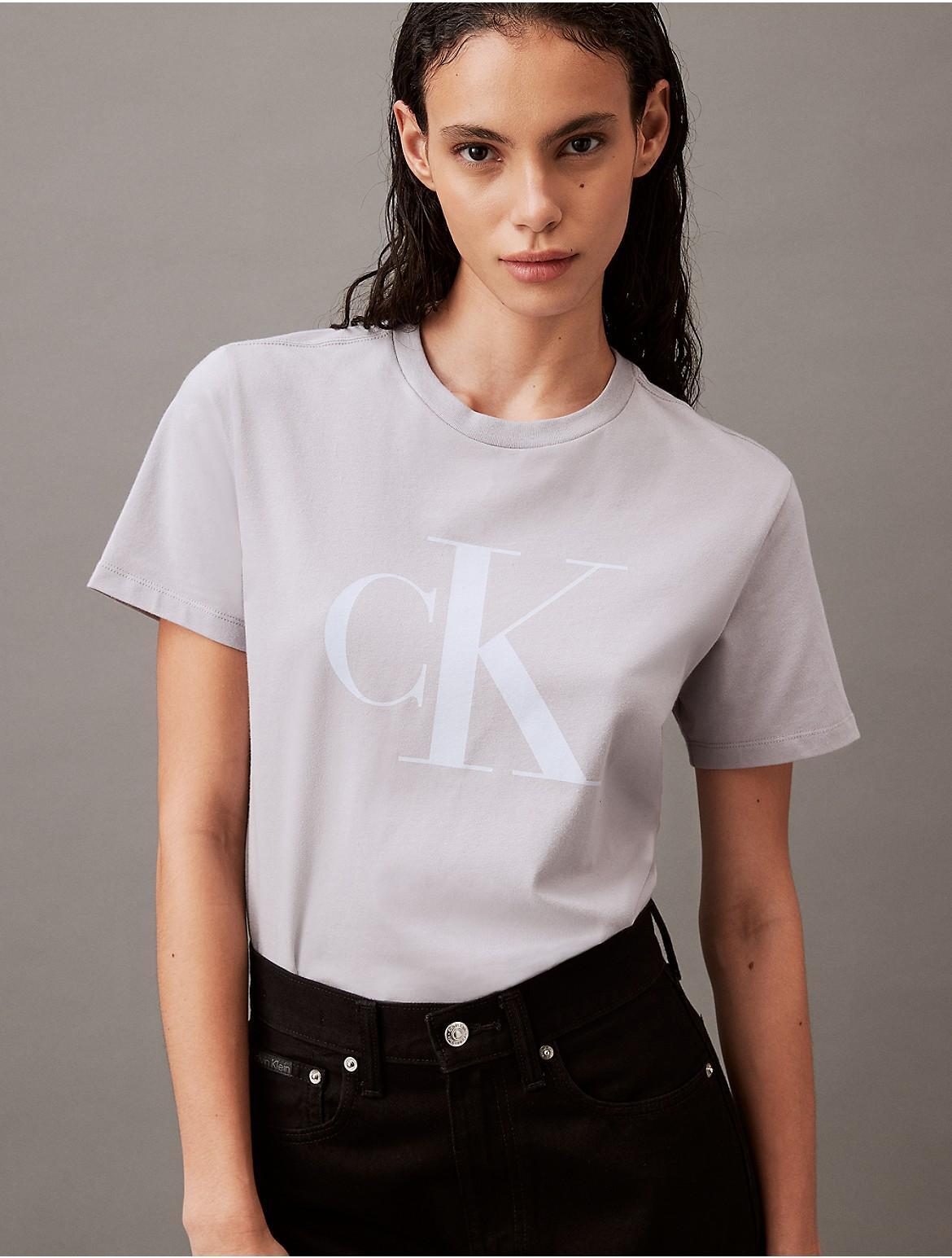 Calvin Klein Womens Monogram Logo Crewneck T-Shirt - Black - XL Product Image