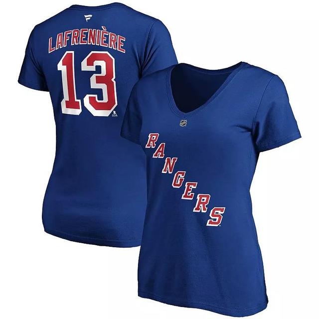 Womens Fanatics Branded Alexis Lafreniere Blue New York Rangers Plus Size Name & Number V-Neck T-Shirt Product Image