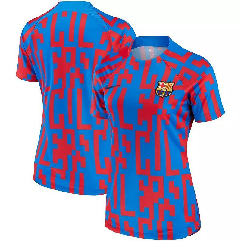 Womens Nike Blue Barcelona 2022/23 Pre-Match Home Performance Top Product Image