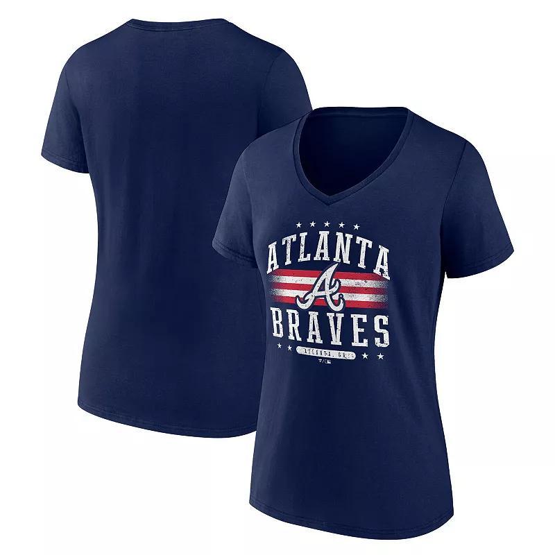 Womens Fanatics Branded Atlanta Braves Americana V-Neck T-Shirt Blue Product Image