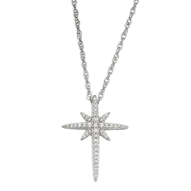 Jewelexcess Sterling Silver 1/5 Carat T.W. Diamond Cross Pendant Necklace, Womens White Product Image