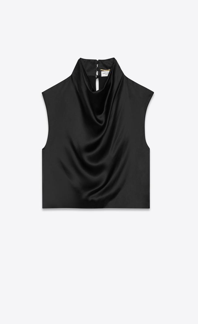 cowl-neck crop top in satin Product Image