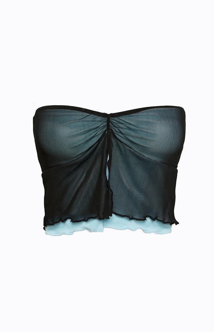 Taytum Blue Contrast Mesh Top Product Image