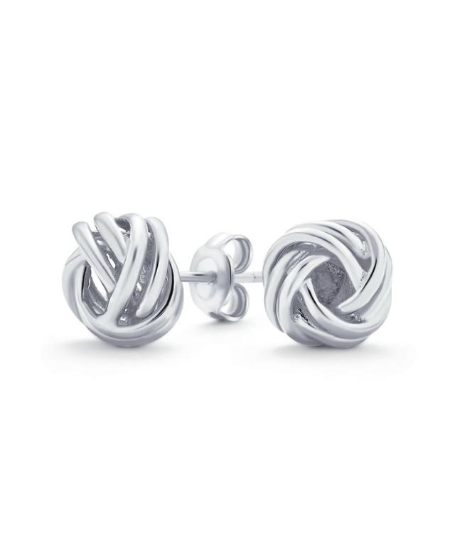 Traditional Classic Round Ball Woven Twisted Rope Cable Love Knot Ball Stud Earrings For Women .925 Sterling Silver Product Image