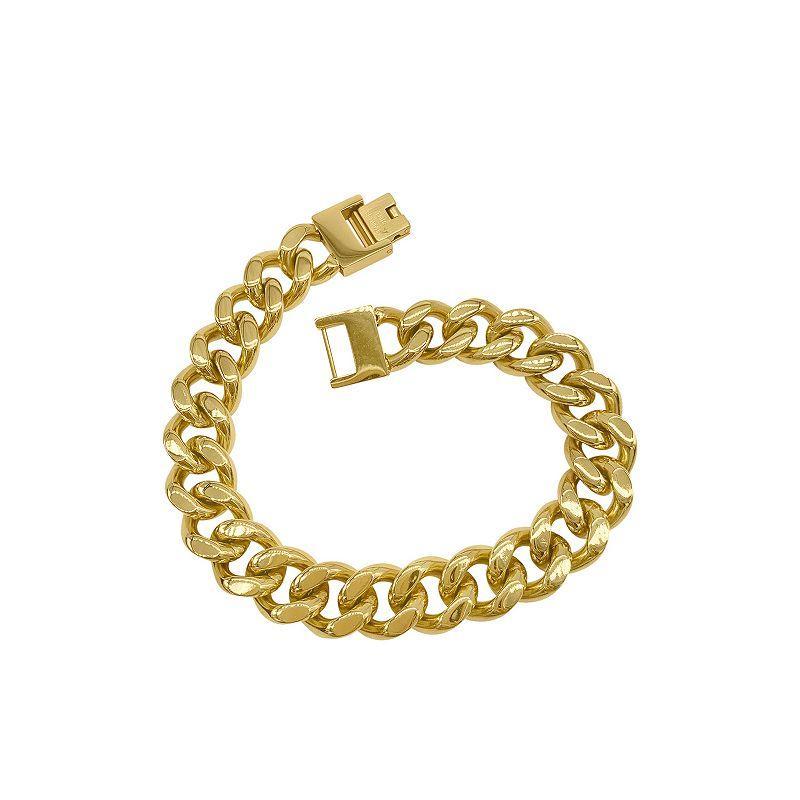 Adornia 14k Gold Plated Stainless Steel Braided Chain Bracelet, Mens, Yellow Product Image