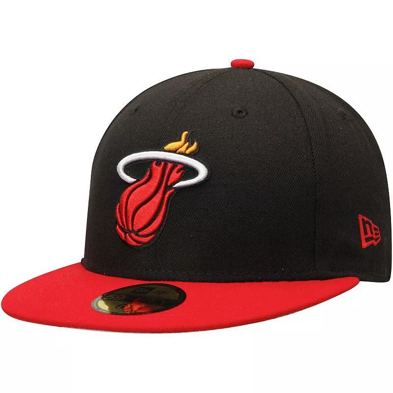 Mens New Era /Red Miami Heat Official Team Color 2Tone 59FIFTY Fitted Hat Product Image