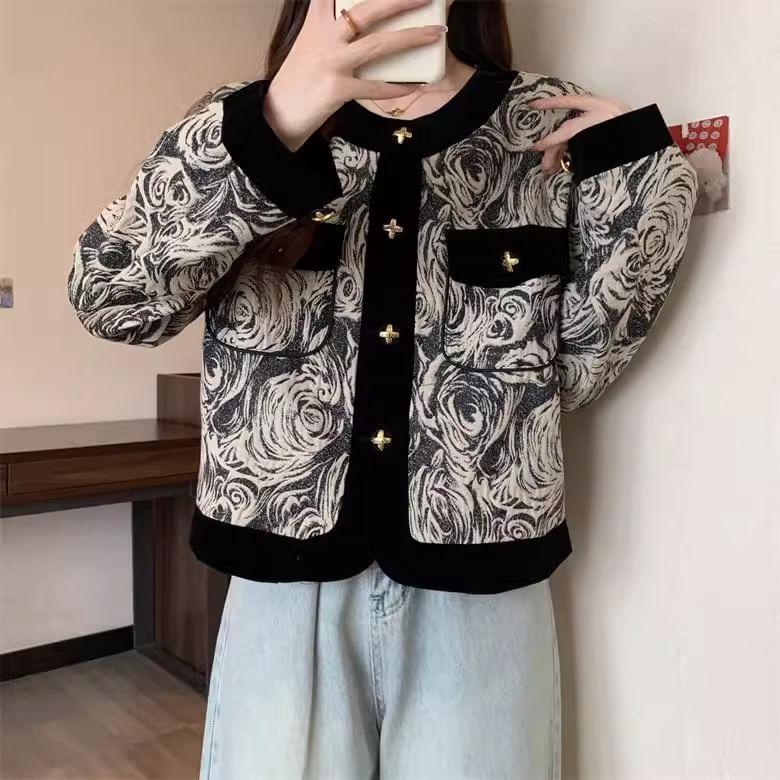 Ink-Print Round-Neck Jacket Product Image