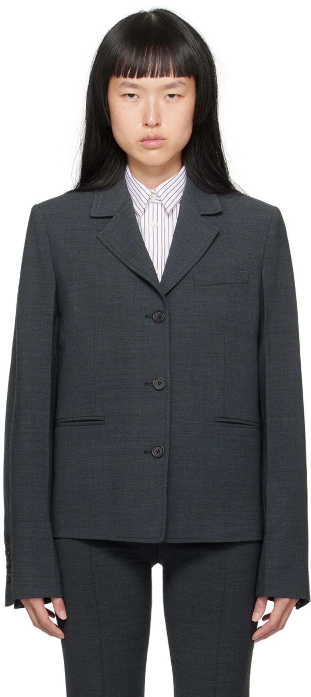 Single-breasted Blazer In 019 Charcoal Melange Product Image