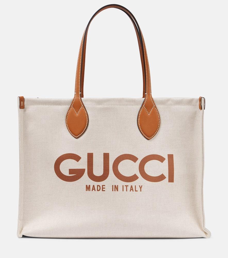 GUCCI Large Canvas Tote Bag In Beige Product Image