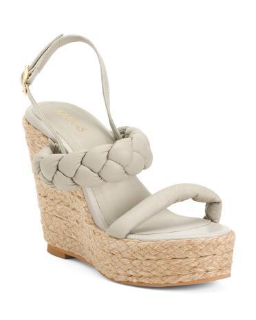 Leather Kendari Chunky Braided Wedges for Women Product Image