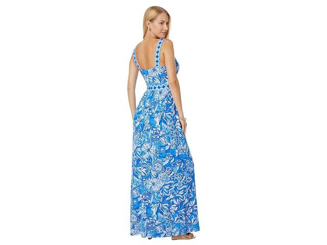 Lilly Pulitzer Serena V-Neck Maxi Dress Tang Flocking Fabulous Engineered Knit Dress) Women's Clothing Product Image