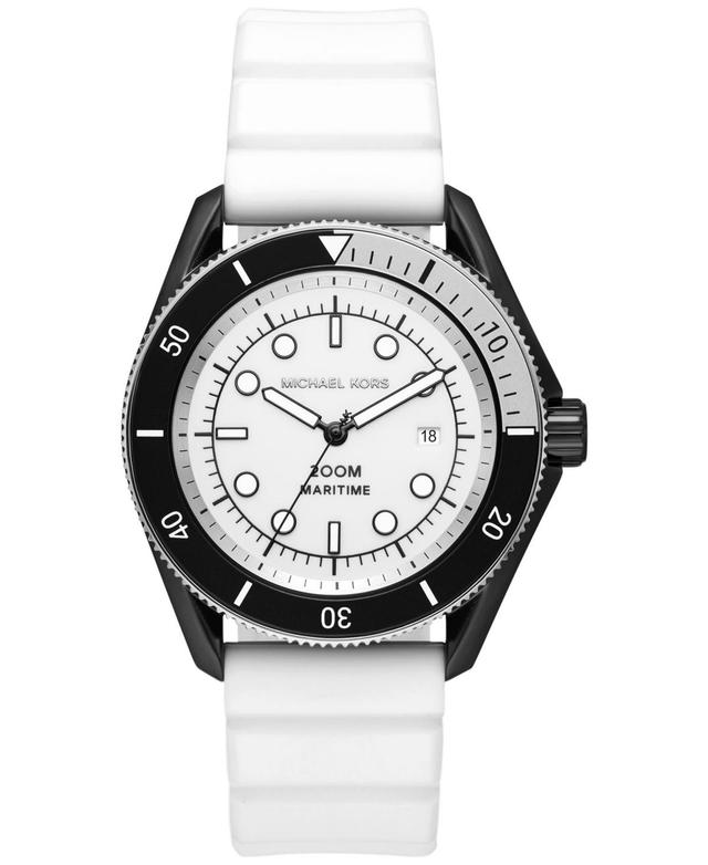 Michael Kors Mens Maritime Three-Hand Date White Silicone Strap Watch Product Image