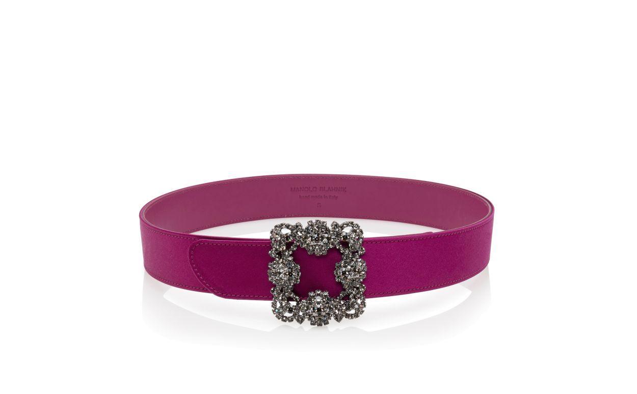 HANGISI BELT Dark Fuchsia Satin Crystal Buckled Belt Product Image