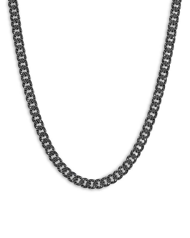 David Yurman Mens Curb Chain Necklace in Sterling Silver with Black Diamonds, 6mm Product Image