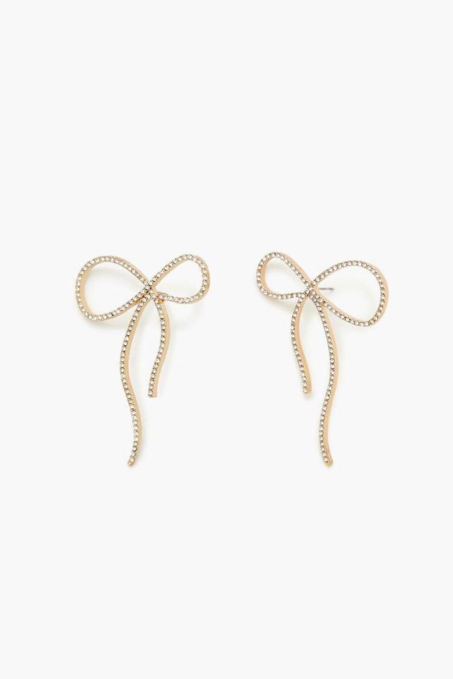 Rhinestone Bow Drop Earrings | Forever 21 Product Image