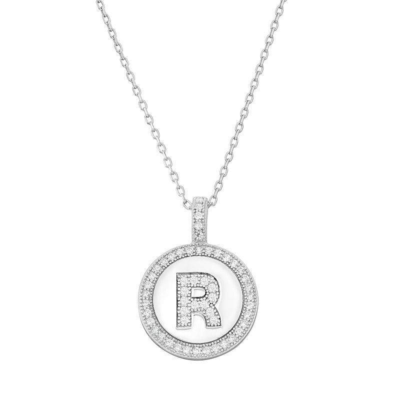 Sterling Silver Cubic Zirconia Initial Pendant Necklace, Womens Product Image