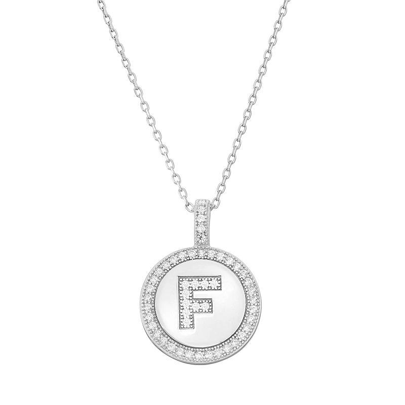 Sterling Silver Cubic Zirconia Initial Pendant Necklace, Womens Product Image