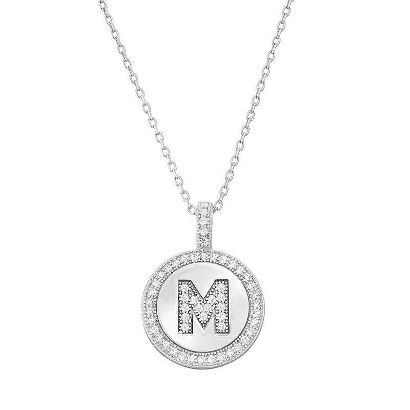 Sterling Silver Cubic Zirconia Initial Pendant Necklace, Womens Product Image