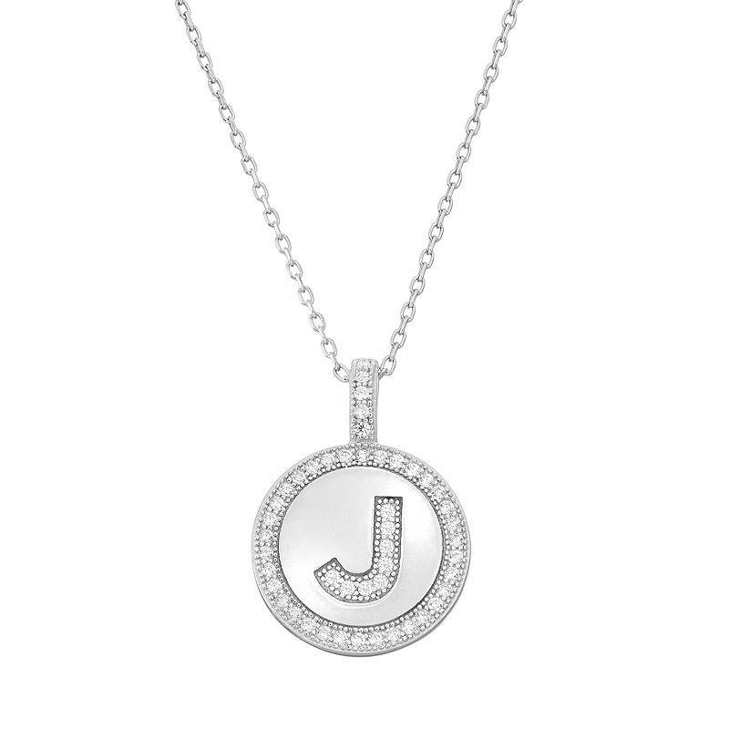 Sterling Silver Cubic Zirconia Initial Pendant Necklace, Womens Product Image