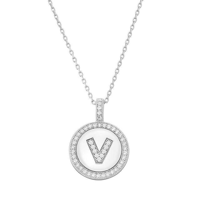 Sterling Silver Cubic Zirconia Initial Pendant Necklace, Womens Product Image