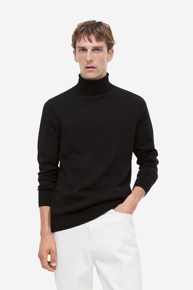 Slim Fit Fine-knit Turtleneck Sweater Product Image