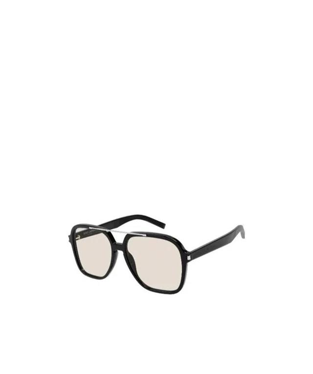 SAINT LAURENT Logo Square-frame Glasses In White Product Image