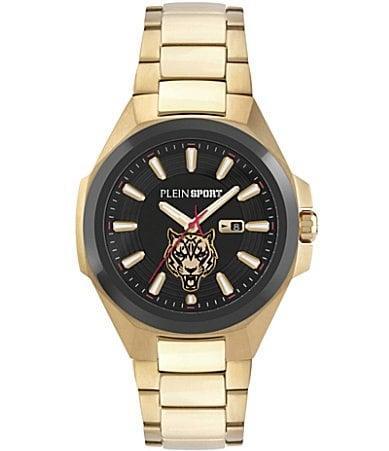 Plein Sport Mens Tigermaster Three Hand Date Quartz Gold Stainless Steel 47MM - Gold Product Image