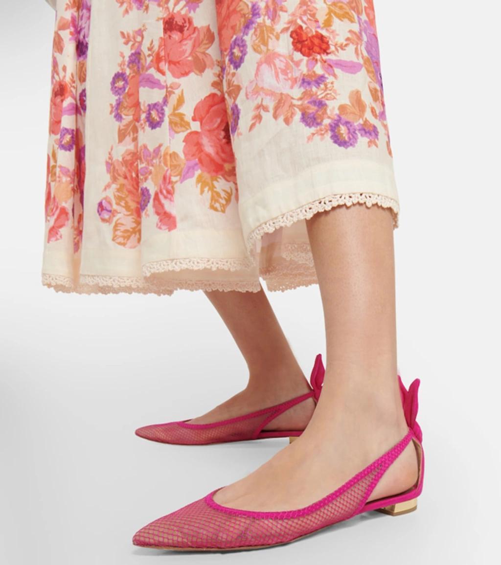 Bow Tie Mesh Ballet Flats In Pink Product Image