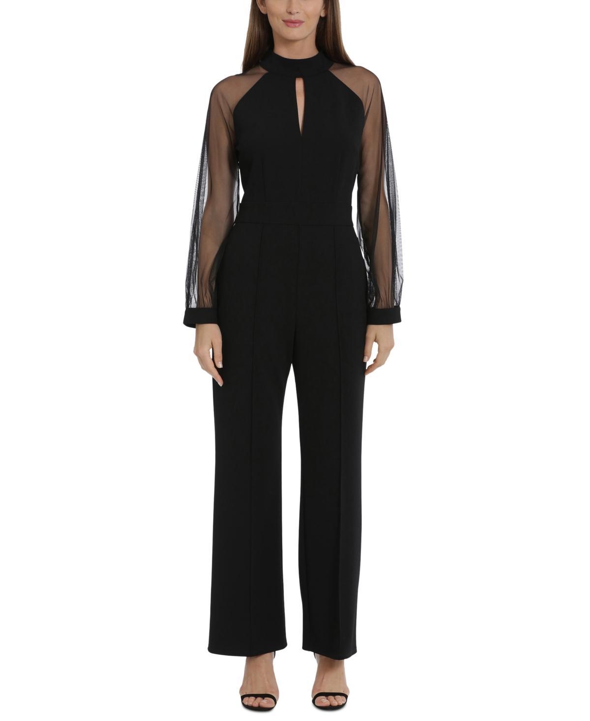 Maggy London Mixed Media Long Sleeve Jumpsuit Product Image