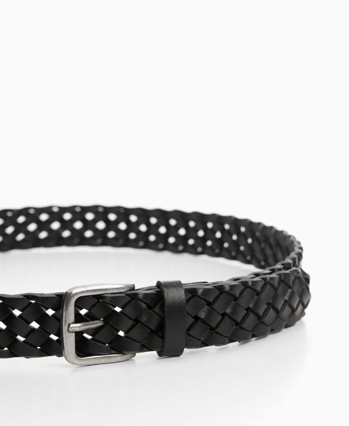 MANGO MAN - Braided leather belt blackMen Product Image