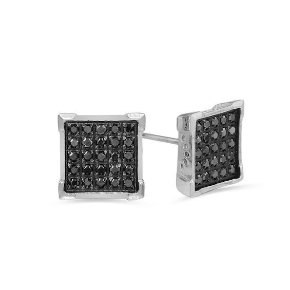 Men's 1/4 CT. T.w. Enhanced Black Composite Diamond Square Stud Earrings in Stainless Steel Product Image