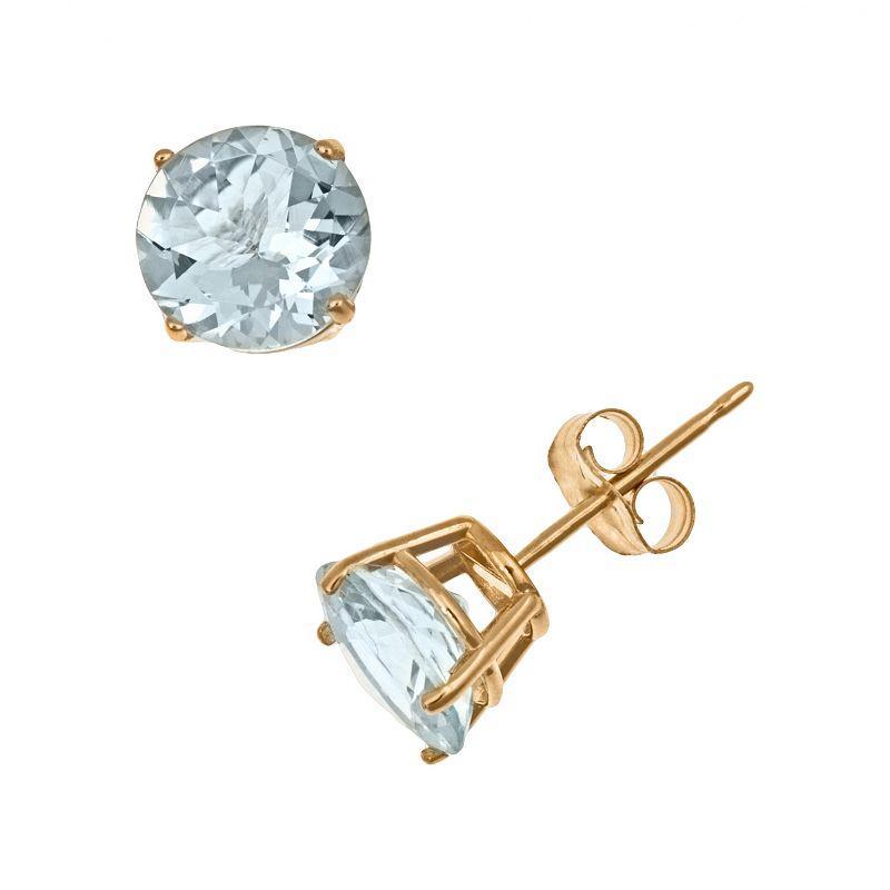 Celebration Gems 14k Gold Aquamarine Stud Earrings, Womens, Blue Product Image