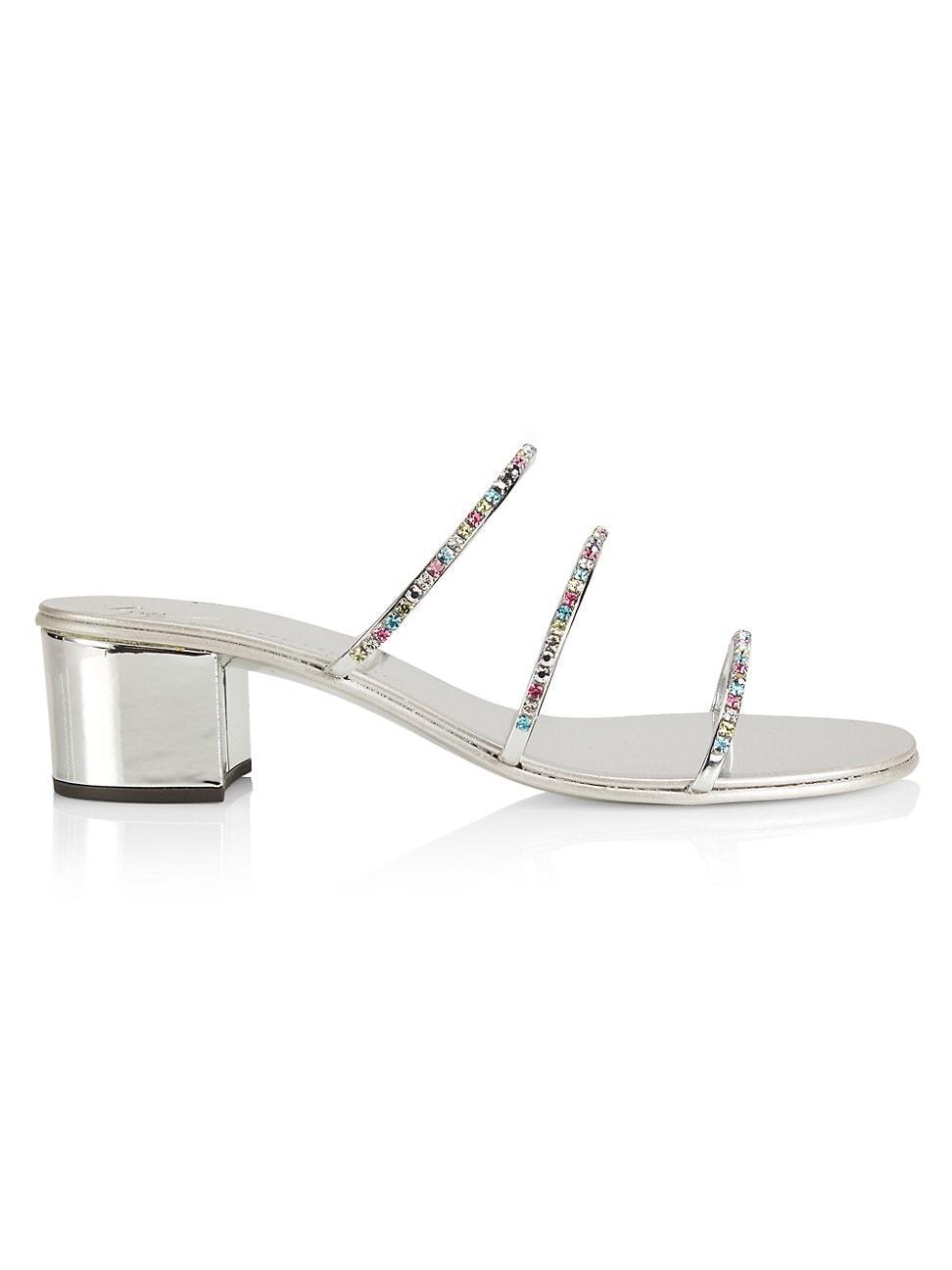 Womens 40MM Crystal-Embellished Metallic Leather Sandals Product Image