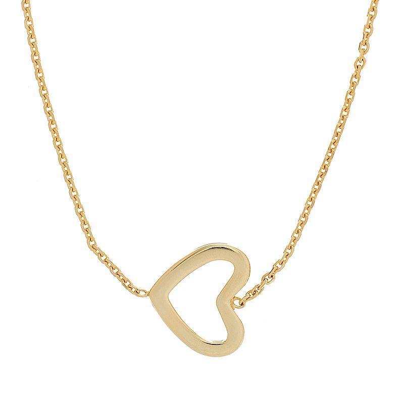 14k Gold Heart Necklace, Womens Yellow Product Image