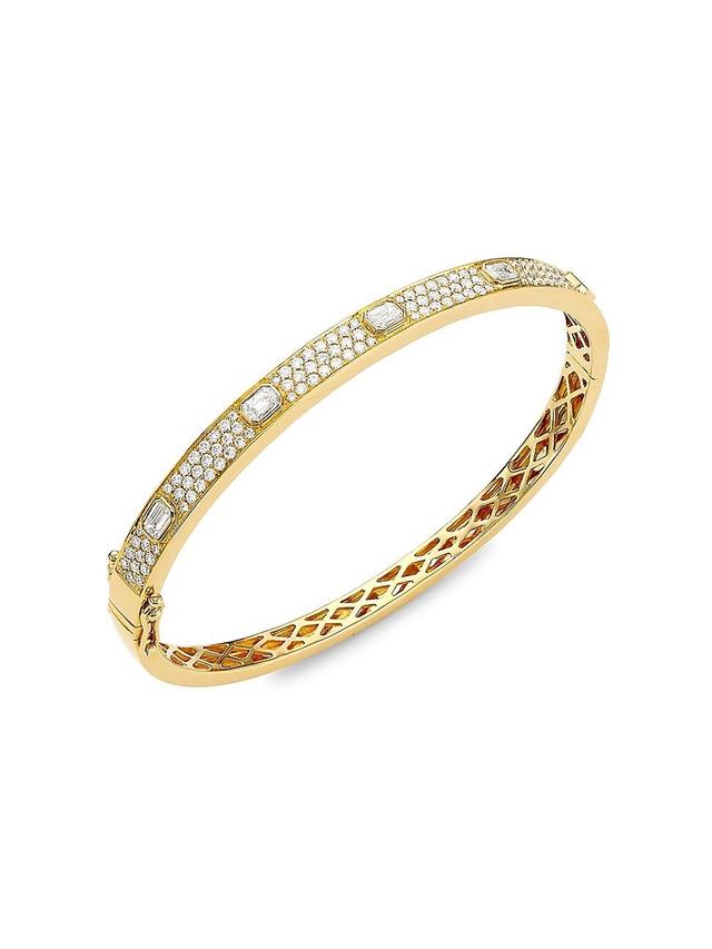 Womens 14K Yellow Gold & 1.80 TCW Diamond Hinged Bangle Product Image