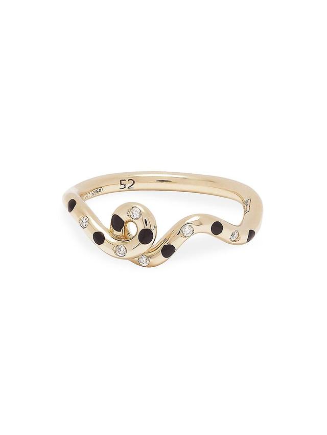 Womens Wave Polka Dots Goldtone, Enamel & 0.09 TCW Diamond Ring Product Image