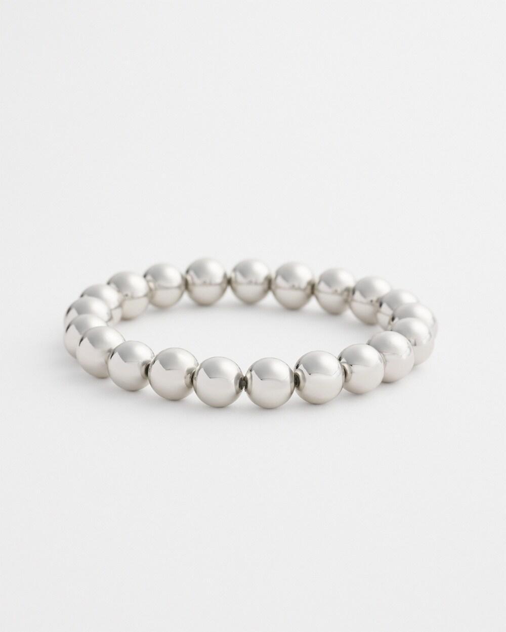 Large Beaded Silver Tone Stretch Bracelet   Chico's - Silver - Women Product Image