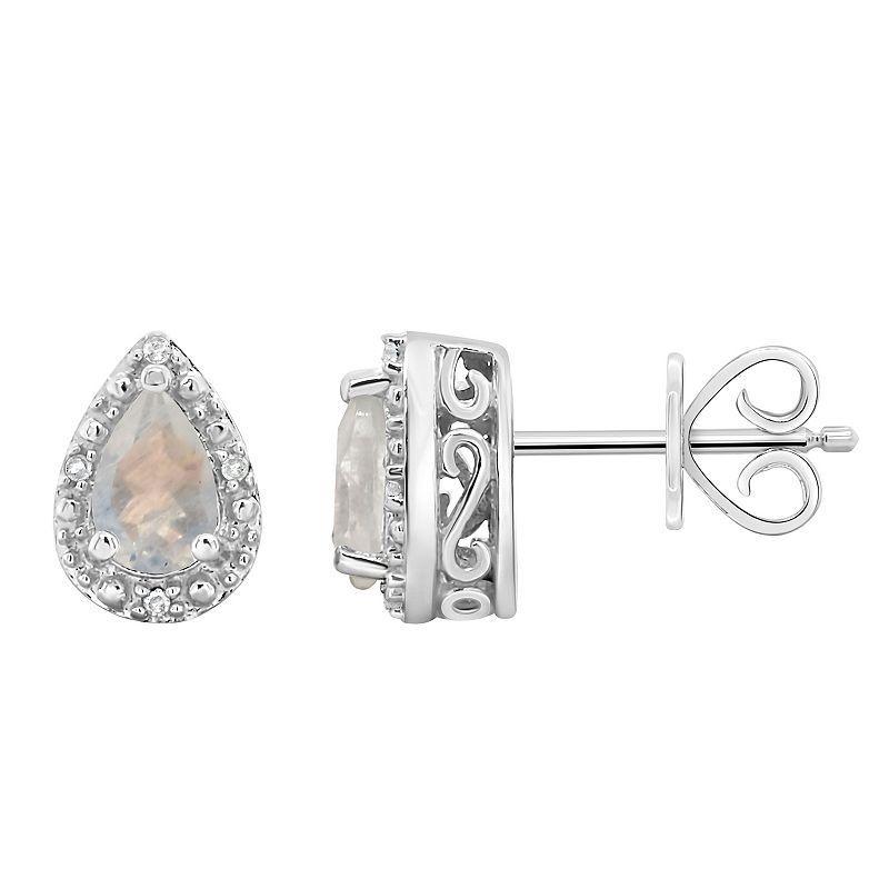 Gemstone and Diamond Accent Stud Earrings in Sterling Silver Product Image