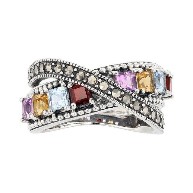 Lavish by TJM Multi Gemstone Crisscross Ring, Womens Sterling Silver Product Image